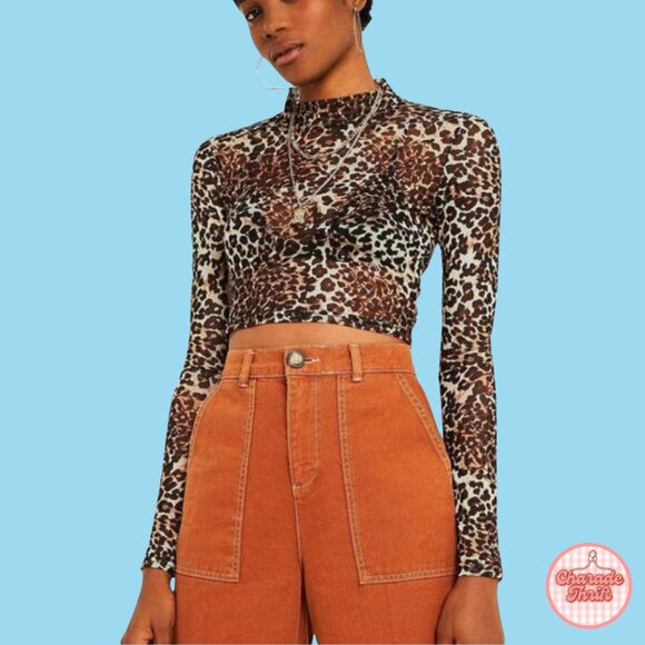 Urban Outfitters Tops - Urban Outfitters Cropped Mesh Leopard Top